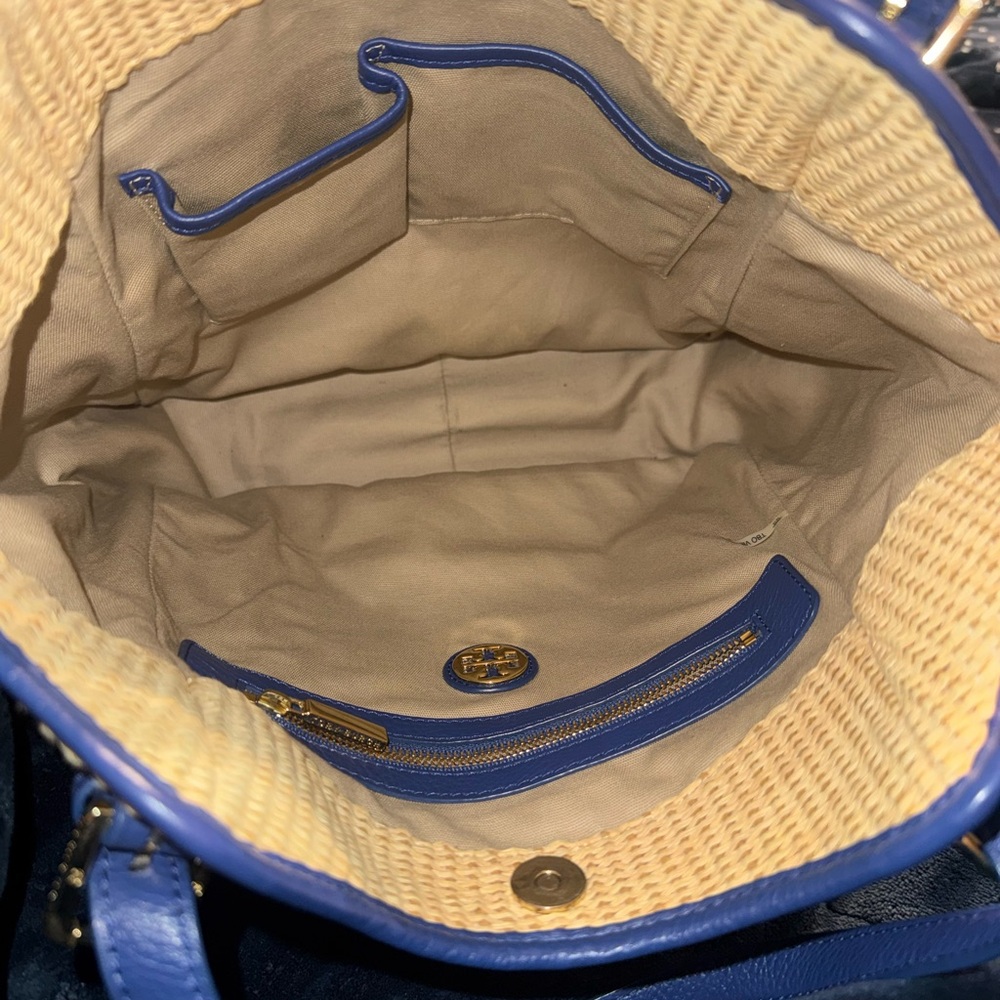 Tory Burch Leather Trim Raffia Tote Bag - Picture 9 of 9